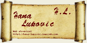 Hana Lupović vizit kartica